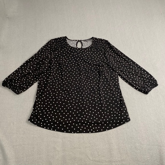 Adrianna Papell Tops - Adrianna Papell Women's size 1X Ditsy Polka Dot Asymmetrical Hem Black